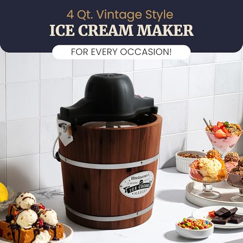 EIM418 4Qt Old Fashioned Walnut Wood Bucket Ice Cream Maker (Walnut)