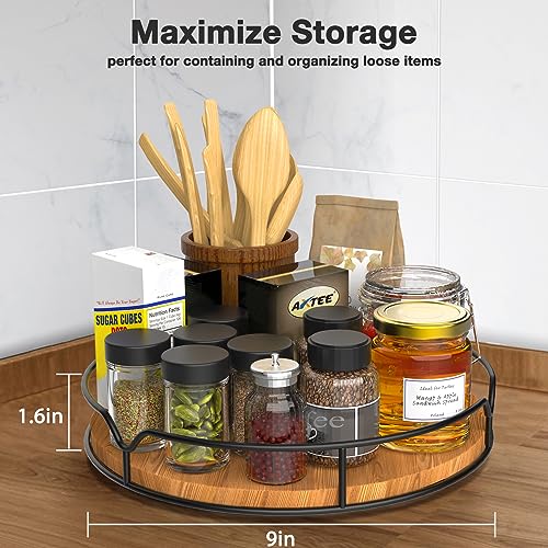 Lazy Susan Turntable Organizer for Cabinet Pantry Kitchen Countertop Refrigerator Cupboard (Carbonized Black / 9'')