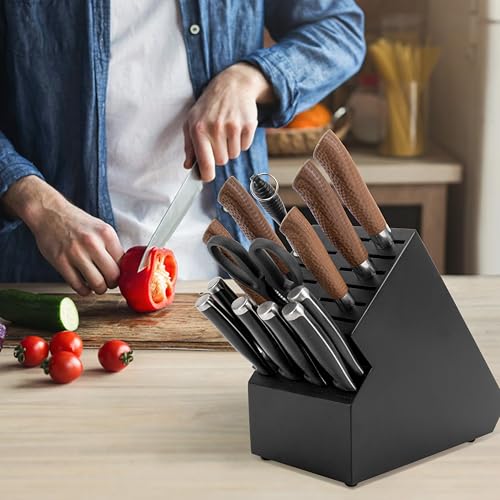 Knife Block for Kitchen Countertop (Black-20 Slot)