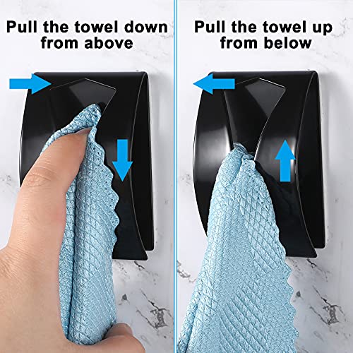 4 Pcs Self Adhesive Kitchen Towel Hook Holder (Black)