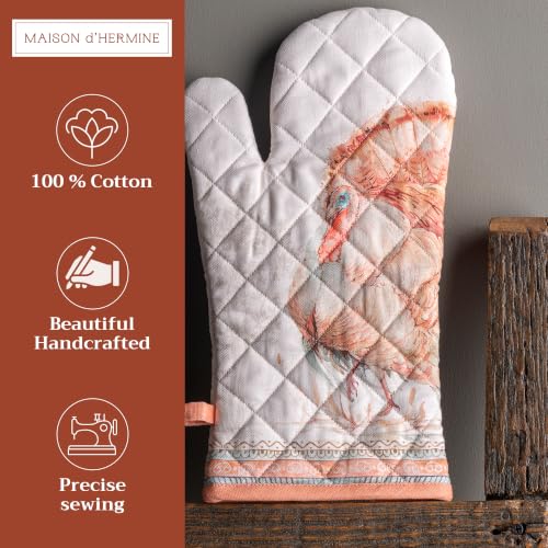 Maison d'Hermine Oven Gloves 100% Cotton Oven Mitt (099 - Giving Thanks / 7.5" x 13" (Oven Mitt))