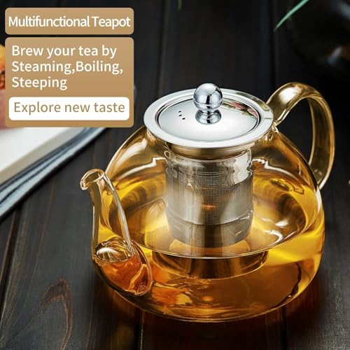 Glass Teapot with Infuser (Champagne / 40OZ)