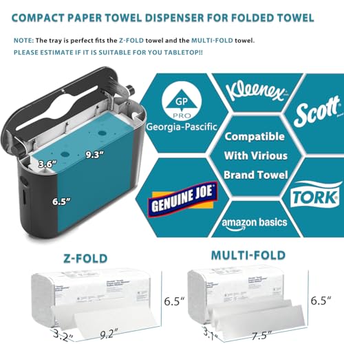 Multifold Paper Towel Dispenser Countertop Compact Design for Kitchen Black (D-24 Black)