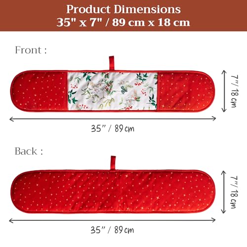 Double Oven Mitts 100% Cotton Double Oven Glove (107 - Noel / 7" x 35" (Double Oven Mitt))