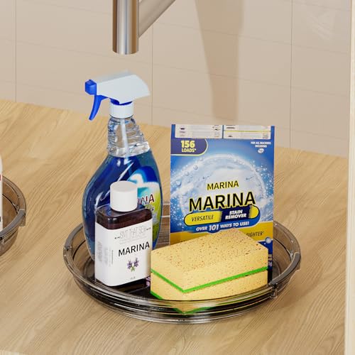 2 Pack Lazy Susan Turntable Organizer for Cabinet (Gray / 2 Pack 10.6in+9.25in)