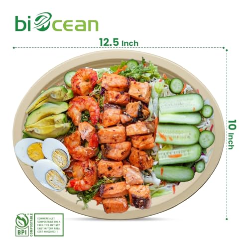 12.5 Inch Compostable Oval Plates [125 (12.5In125PCNatural)