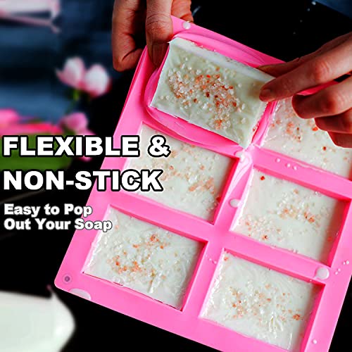 3 Pack Silicone Soap Molds (Pink+Blue+Purple - Rectangle)