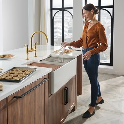 33 in White Fireclay Farmhouse Workstation Sink (33 Inch - Workstation - Single Bowl)
