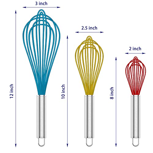 Whisk Sturdy Stainless Steel Wires Coated in Professional Silicone (Premium(Mixing Pack))
