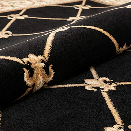 Patrician Trellis Black French European Formal Traditional (5'3" x 7'3" (Rectangular) / Black)