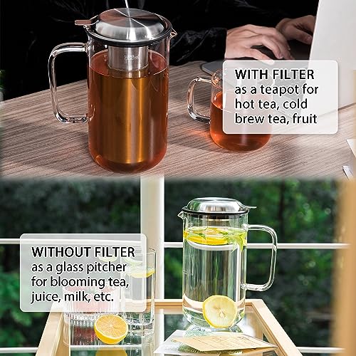 51oz Glass Teapot with Infuser (51 fluid ounces without thermometer)