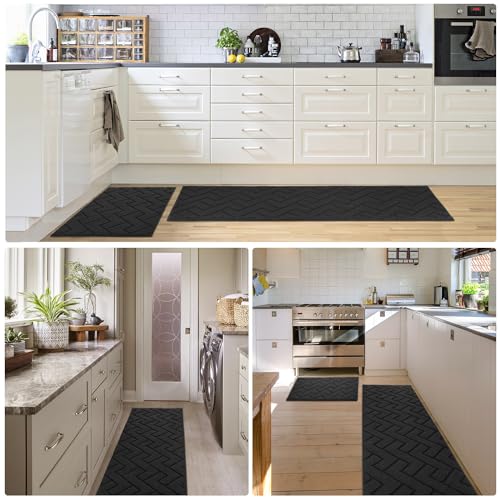Kitchen Runner Rug (Charcoal / 20"x48"+20"x32")