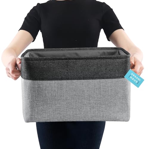 16x12.5in Storage Baskets (Gray / Black / Extra Large - 3pc)