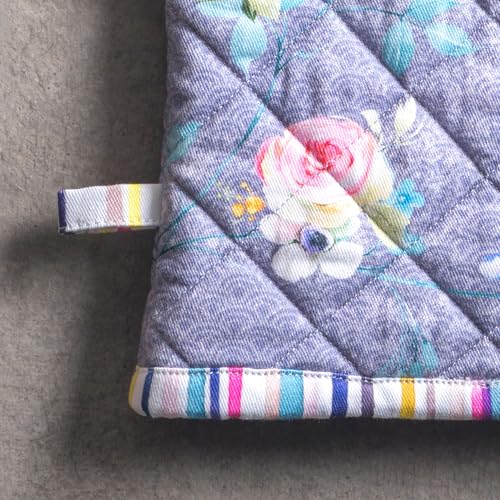 100% Cotton Oven Mitt & Pot Holder Set (054 - Sweet Rose Lavender - Lush / 7.5" x 13" & 8" x 8" (Oven Mitt & Pot Holder))