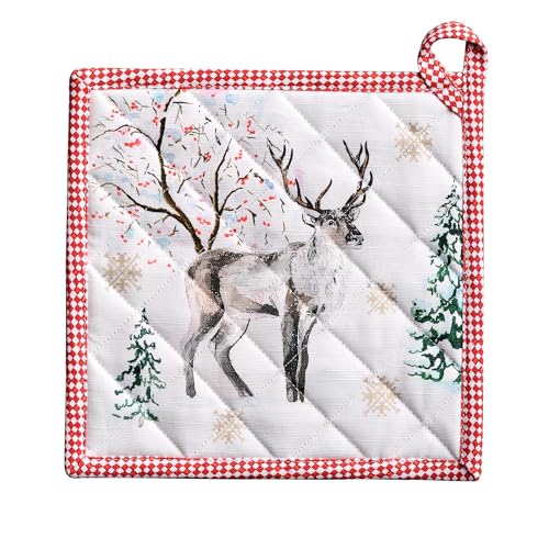 Pot Holders 100% Cotton Potholders (116 - Rural Christmas / 8" x 8" (Pot Holder Pack of 1))