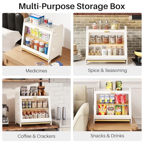 Airtight Bread Box for Kitchen Countertop (White / L)