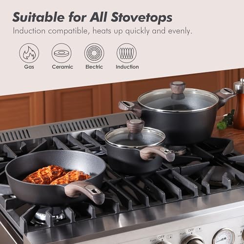 Pots and Pans Set Non stick (Classic Black)