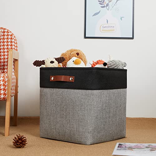 Storage Bins for Organizing (Black&Grey / L-13"x 13"x 13")