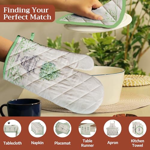 Maison d'Hermine Oven Gloves 100% Cotton Oven Mitt (029 - Jardin Du Roy / 7.5" x 13" (Oven Mitt))