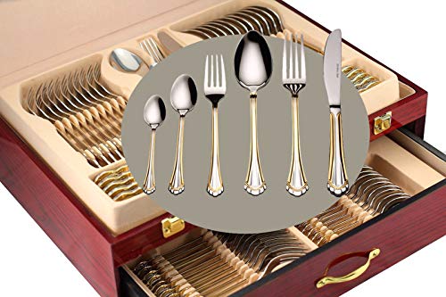 Venezia Collection Gold Flatware Serving Set for 12 (Grand)