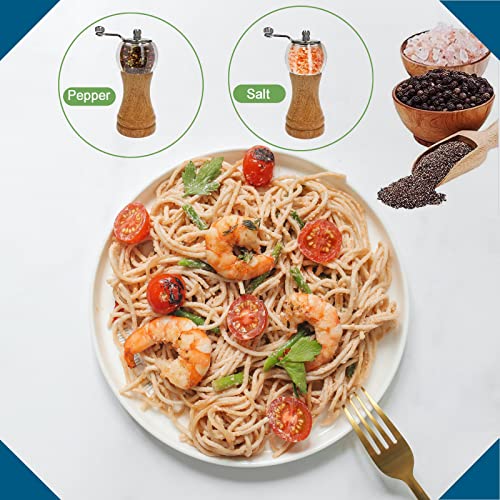 Salt and Pepper Grinder Set Wooden Manual Salt Pepper Mill Set 2pcs 6inch (Burlywood 2pcs-6in)