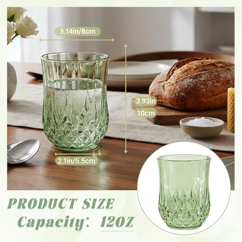 12 Pack Plastic Stemless Wine Glasses (12oz-sage green)