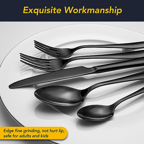 40 Piece Black Silverware Set Service for 8 (Black)