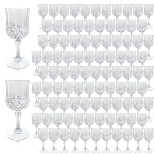 100Pack Plastic Wine Glasses (Transparent)
