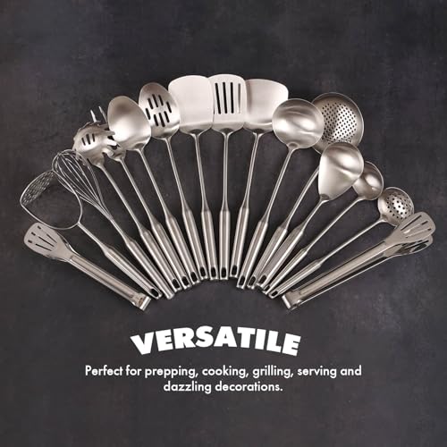 18 10 Stainless Steel Small & Large Cooking Spoons Set (16-Pieces)