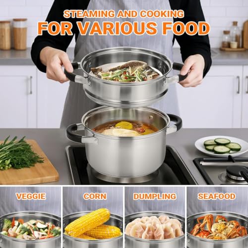 3.2QT Stainless Steel Steamer for Cooking with Lid & Steamer Basket