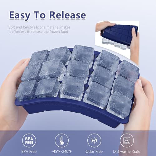 Silicone Ice Cube Tray 3 Pack (Ice Cube Tray 3 Pack / Black+Gray+Navy)