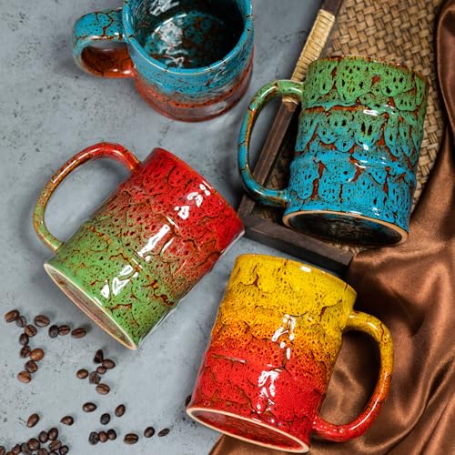 Coffee Mug 20 Oz Coffee Cups Ceramic Tea Cup Large Coffee Mug for Office and Home (Brown and Yellow)