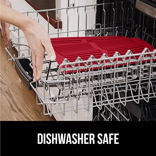 Patented BPA Free Silicone Dish Drying Mat (16" x 12" / Silicone / Red)