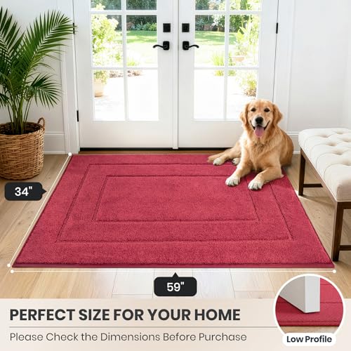 Dirt Trapping Door Mat Indoor Entrance (Burgundy Red / 34" X 59" (Rectangular))