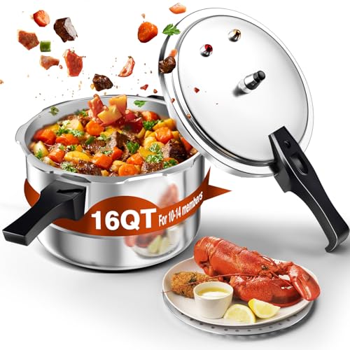 16Qt Aluminum Pressure Cooker w (16 Quarts)