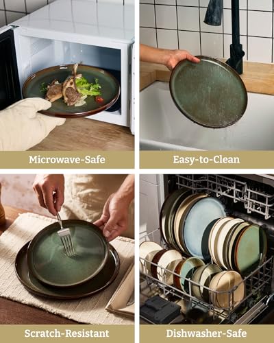 Milkyway 18 Piece Stoneware Dinnerware Set (Moss Green & Cocoa / Service for 6 (Standard Dinner Set))