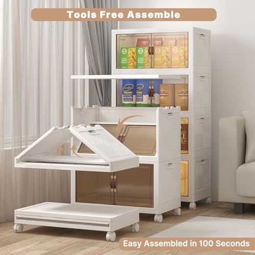480QT Stackable Storage Bins with Lids (White / 25.6"L)