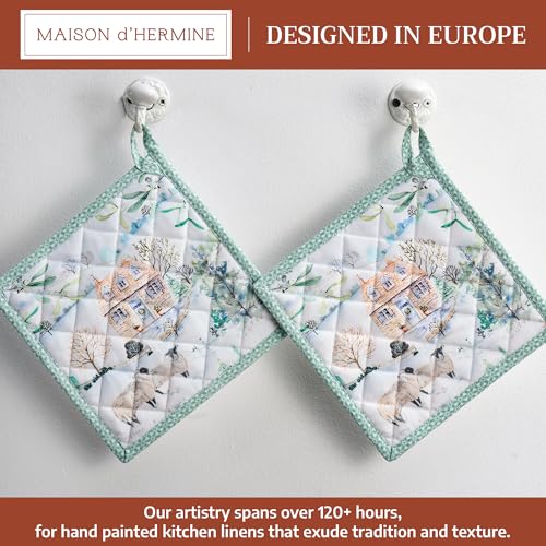Pot Holders 100% Cotton Potholders (104 - Snowy World / 8" x 8" (Pot Holder Pack of 2))