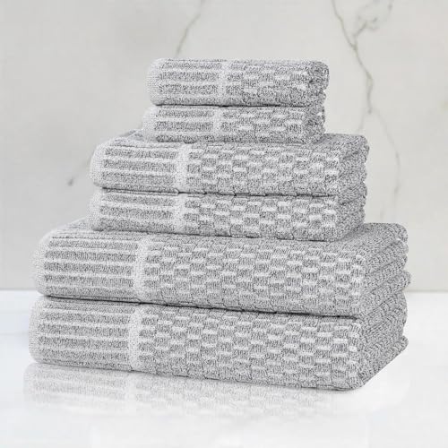 Juno Viscose Cotton Blend Medium Weight Towels (6 Piece Towel Set / Charcoal)