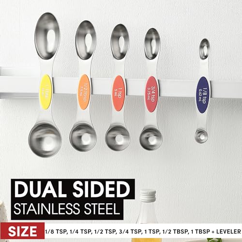 Stainless Steel 8 Magnetic Measuring Spoons (Mountain Sunrise / 1-Pack)