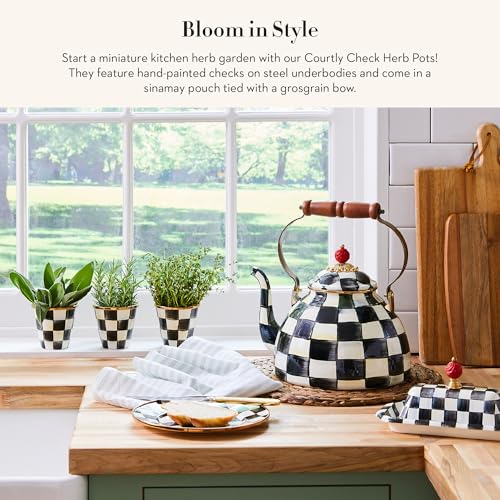 Enamel Herb Pot Set (Courtly Check)