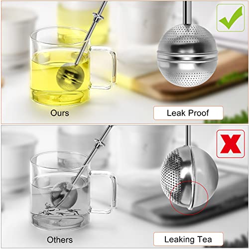 Long Handle Tea Ball Stainless Steel with Drip Trays (Long Handle Tea Ball x 4)