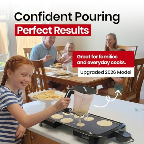 Pancake Batter Dispenser with 5 (Black / 5 Cup Capacity)