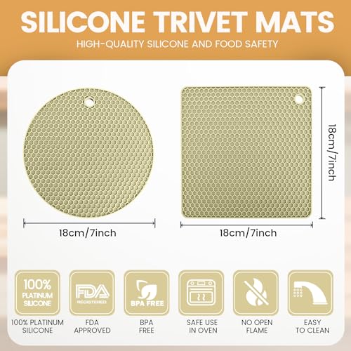 Silicone Trivet Mats 4 Heat Resistant Pot Holders Multipurpose Non
