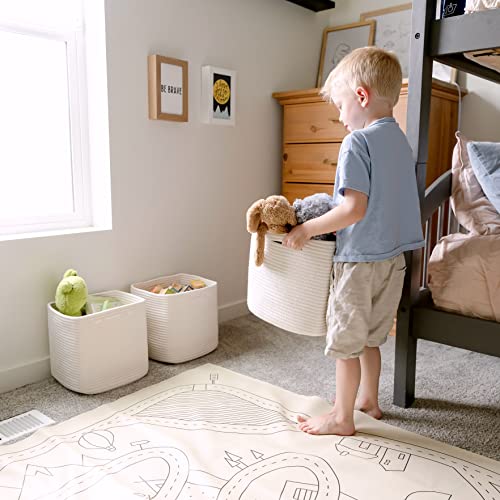 Storage Cubes 11 Inch Cotton Rope Woven Baskets for Organizing (Off White)
