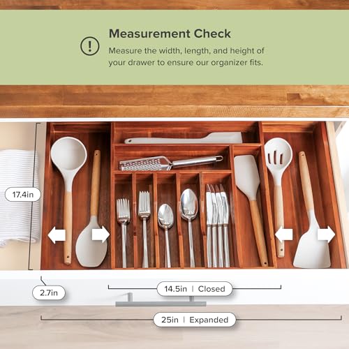 Silverware & Utensil Drawer Organizer (Natural Acacia / From 14.5" to 25" Wide)