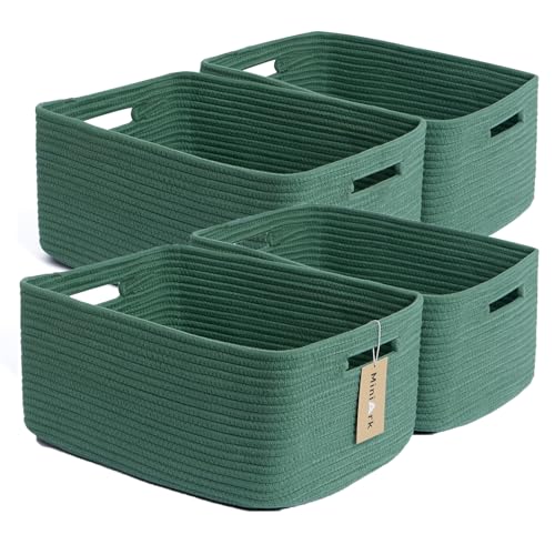 Large Storage Baskets for Organizing (4pcs-L17×W13×H7.5" / Green)