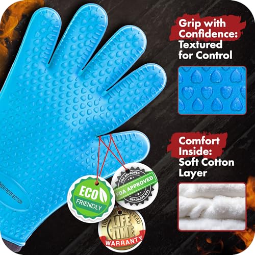 XL Silicone Smoker Oven Gloves (Blue / X-Large)