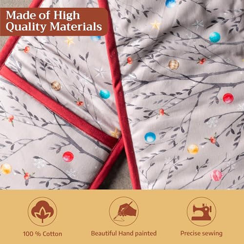 Double Oven Mitts 100% Cotton Double Oven Glove (111 - Fairy Christmas / 7" x 35" (Double Oven Mitt))