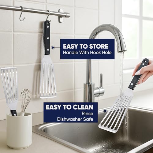 Newness Metal Fish Turner Spatula Stainless Steel for Kitchen Use (11 Inches)